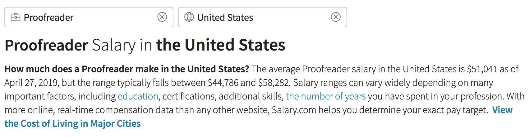 proofreader salary