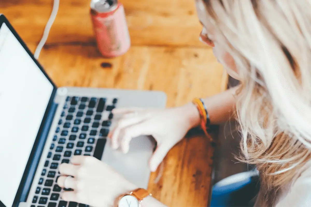 woman working on laptop computer