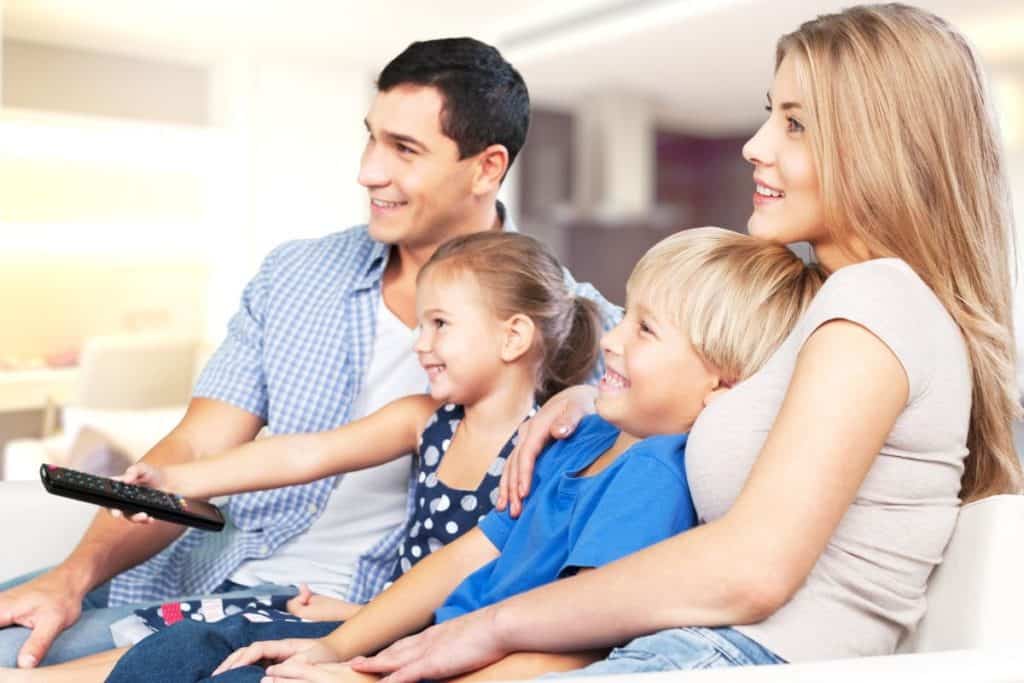 family watching tv