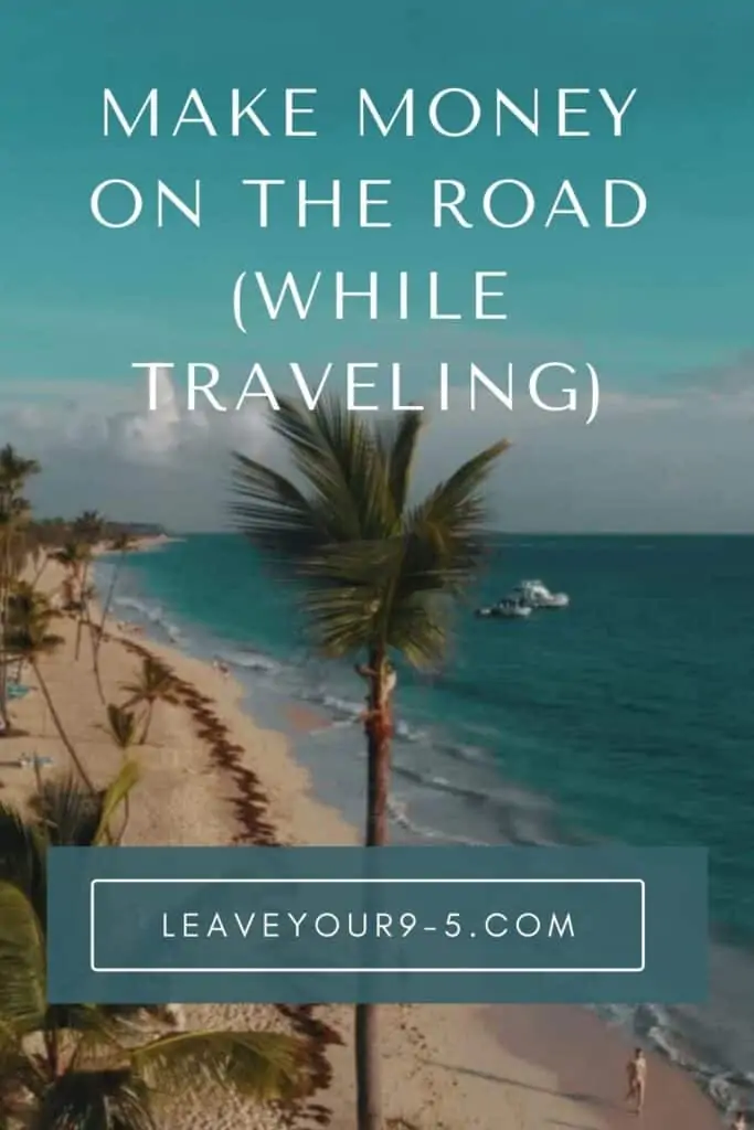 a palm tree on a beach with text overlay